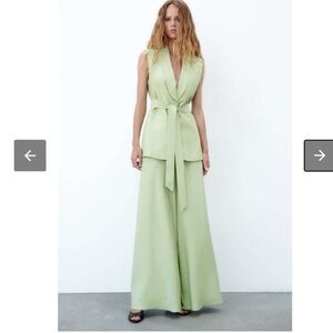 Elegant Zara pastel green wide leg pants ( part of a set- sold separately)